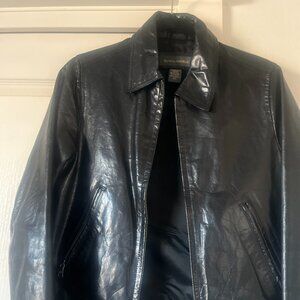 Banana Republic womens jacket, XS, Real leather black with silver zipper